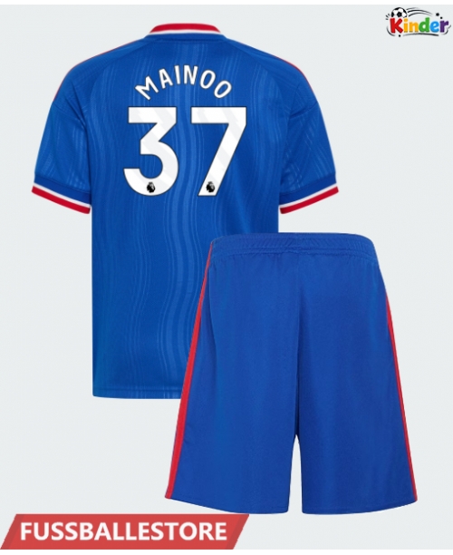 Günstige Manchester United Kobbie Mainoo #37 Auswärts Trikotsatzt Kinder 2026-27 Kurzarm (+ Kurze Hosen)